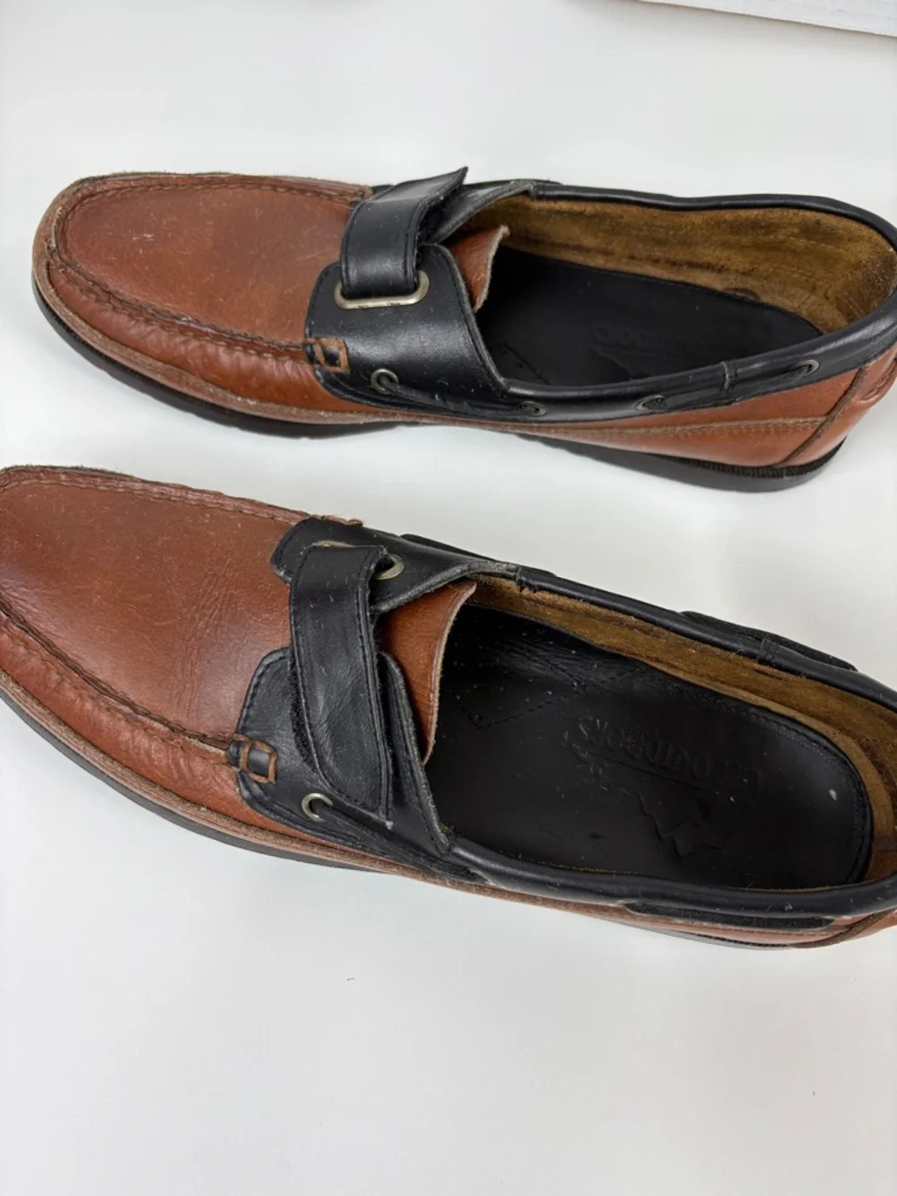 Life Outdoors Men's Two-Tone Brown and Black Leather Boat/Loafers 11.5AA